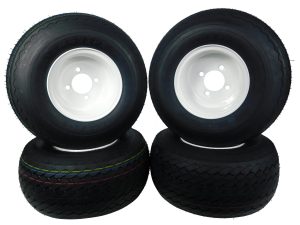 MASSFX Wheel and Tire Combo 18×8.5-8 Golf Cart Tire with White 4/4 Rim 4 PACK