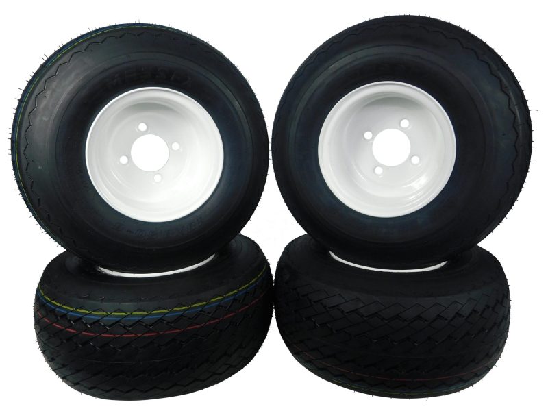 MASSFX Wheel and Tire Combo 18×8.5-8 Golf Cart Tire with White 4/4 Rim 4 PACK