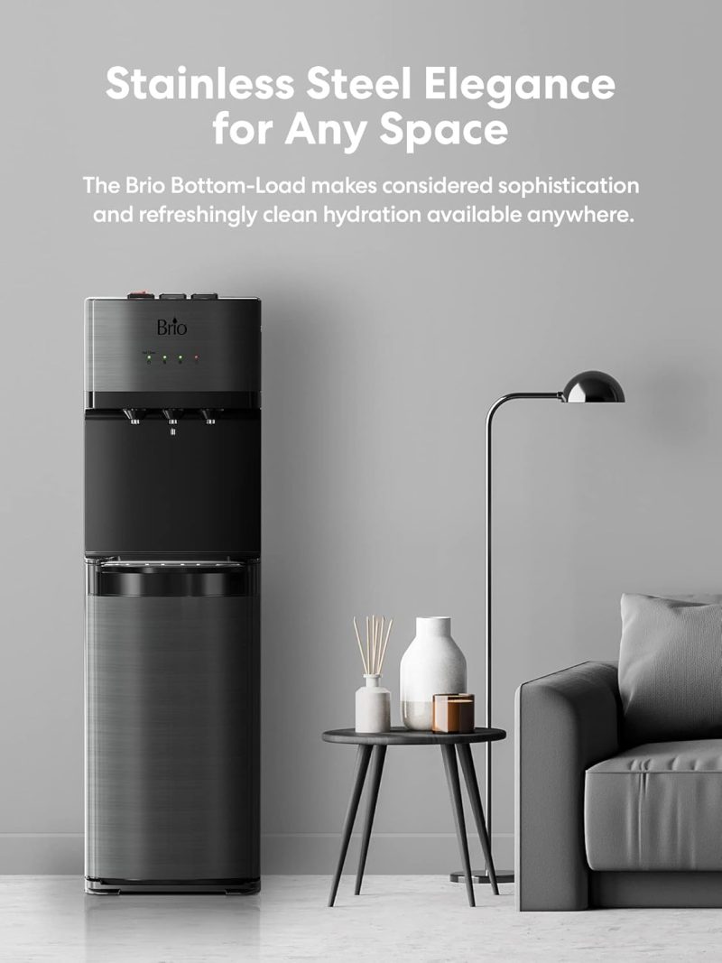 Self Cleaning Bottom Loading Water Cooler Water Dispenser  ?Black Stainless Steel - 3 Temperature Settings - Hot, Room & Cold Water - Image 4