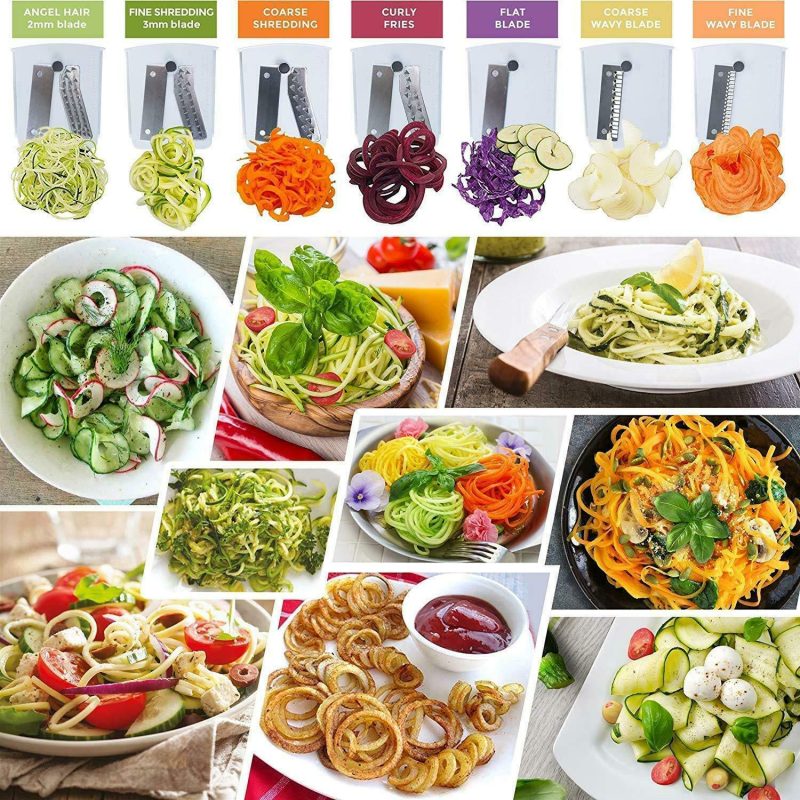 7 Blade Ultimate Spiral Slicer Kit With Container, Lid & Blade Caddy - Image 4