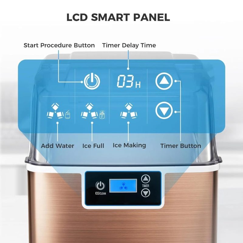 Ice Makers Countertop, 45lbs/Day Pebble Ice Maker Machine with 24-Hour Timer, Self-Cleaning Sonic ice Maker with Ice Scoop - 图片 3