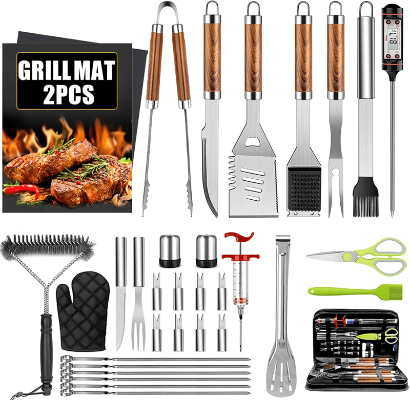 34 Pcs BBQ Grill Accessories Tools Set, 16 Inches Stainless Steel Grilling Tools With Carry Bag - Image 8