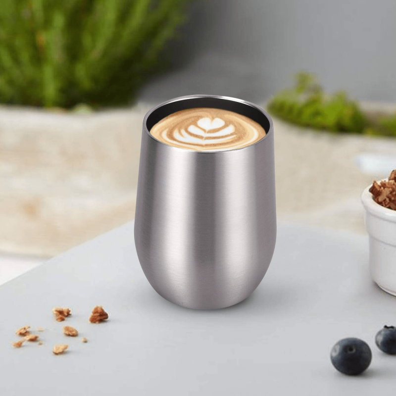 6 Pack 12Oz Stainless Steel, Stemless Wine Tumbler, Glasses Set with Lid & Straw - Image 4