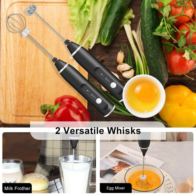 3 Pc Handheld Electric Milk Frother and Egg Beater, USB Charged - Image 5
