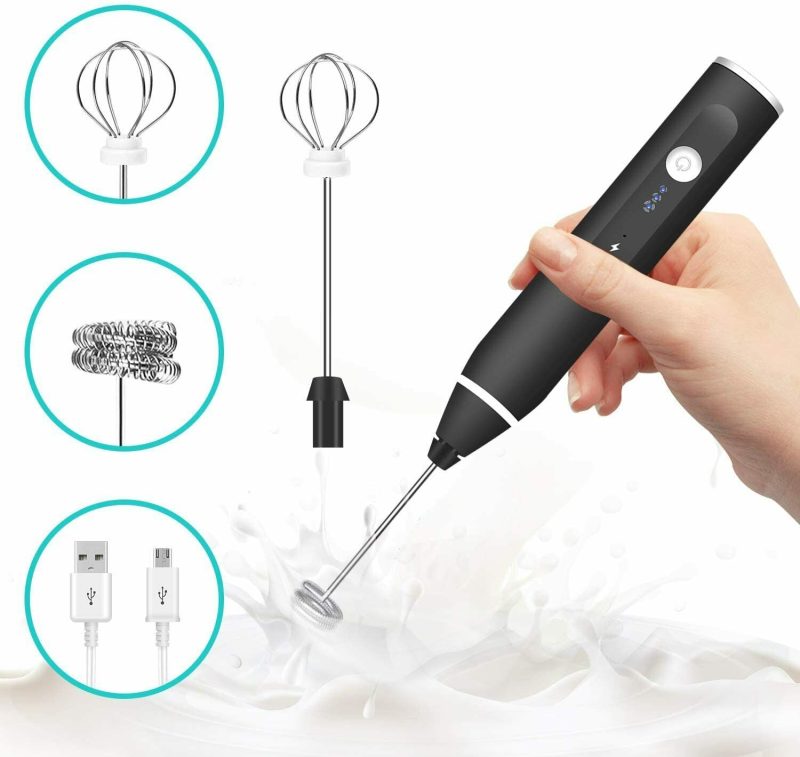 3 Pc Handheld Electric Milk Frother and Egg Beater, USB Charged - Image 9