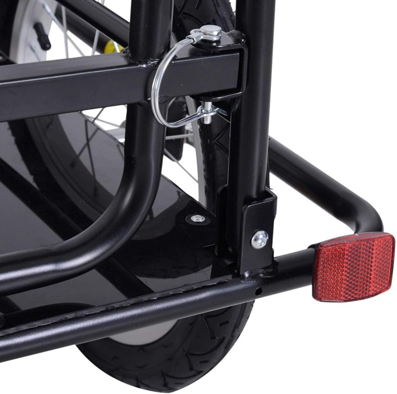 Aosom Foldable Bike Cargo Trailer Cart with Hitch, 80lbs Capacity, 16in Wheels, Black - Image 9