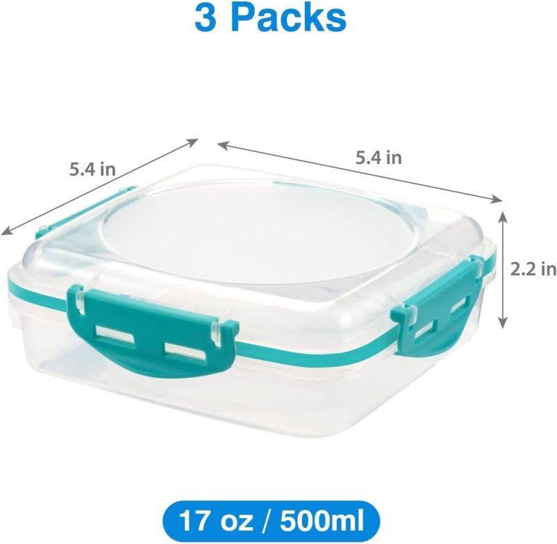 3 Pcs Airtight Sandwich Containers with Lids - Image 2