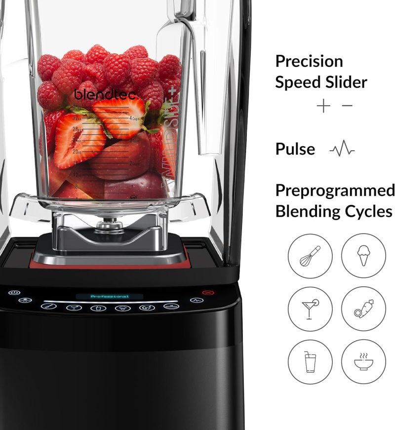 Blendtec Professional 800 – Blender with WildSide+ Jar (90 oz) for Smoothies & Frozen Drinks – Quietest Professional-Grade Power – 11-Speed Touch Slider – Easy to Clean – Black - Image 5