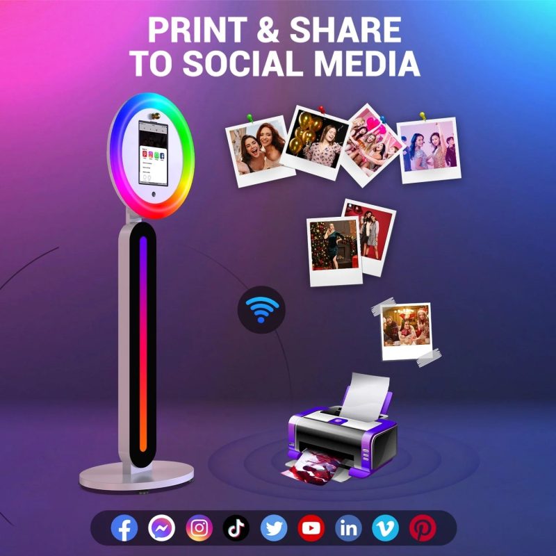 IPad PhotoBooth Stand with Light Ring Portable Stand Selfie Machine for Any iPad with Remote APP Control - 图片 7