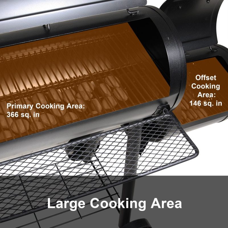 Sophia & William Portable BBQ Charcoal Grill with Offset Smoker - Image 10