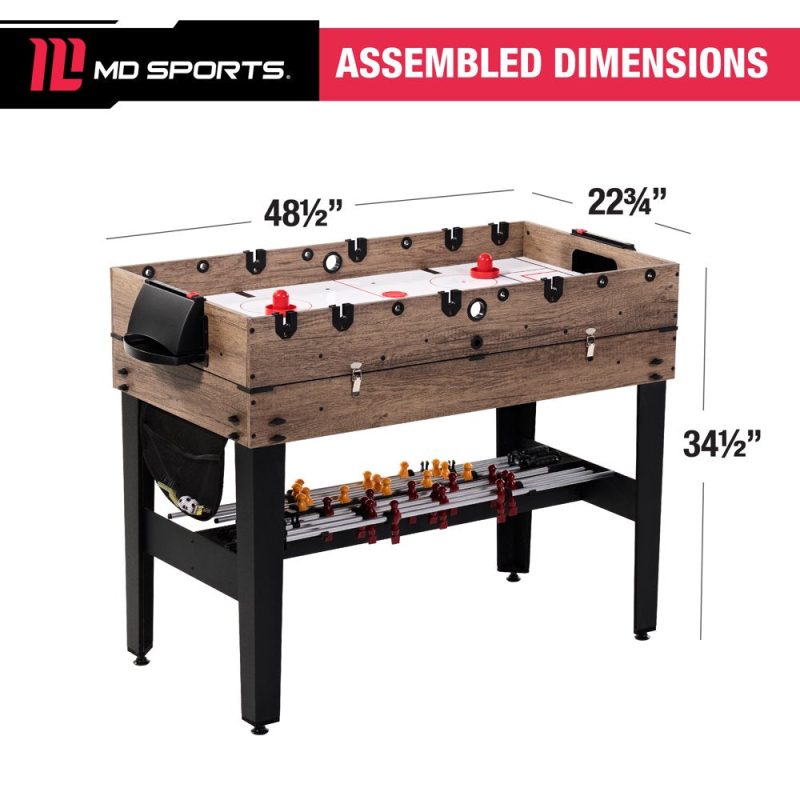 MD Sports 48" Combo Air Powered Hockey, Foosball, and Billiard Game Table - Image 2