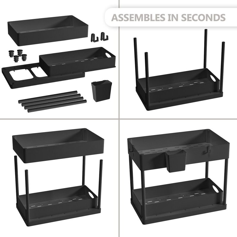 1 Pack or 2 Pack Under Sink Organizers with 2 Tier Sliding Drawers - Image 16