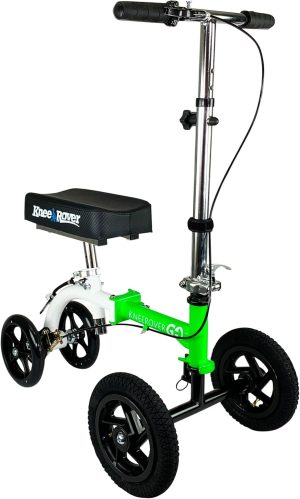 KneeRover GO Hybrid Knee Scooter, Compact All-Terrain, Adjustable, Alloy Steel, Race Car Green, Ideal for Foot/Ankle Injury Recovery