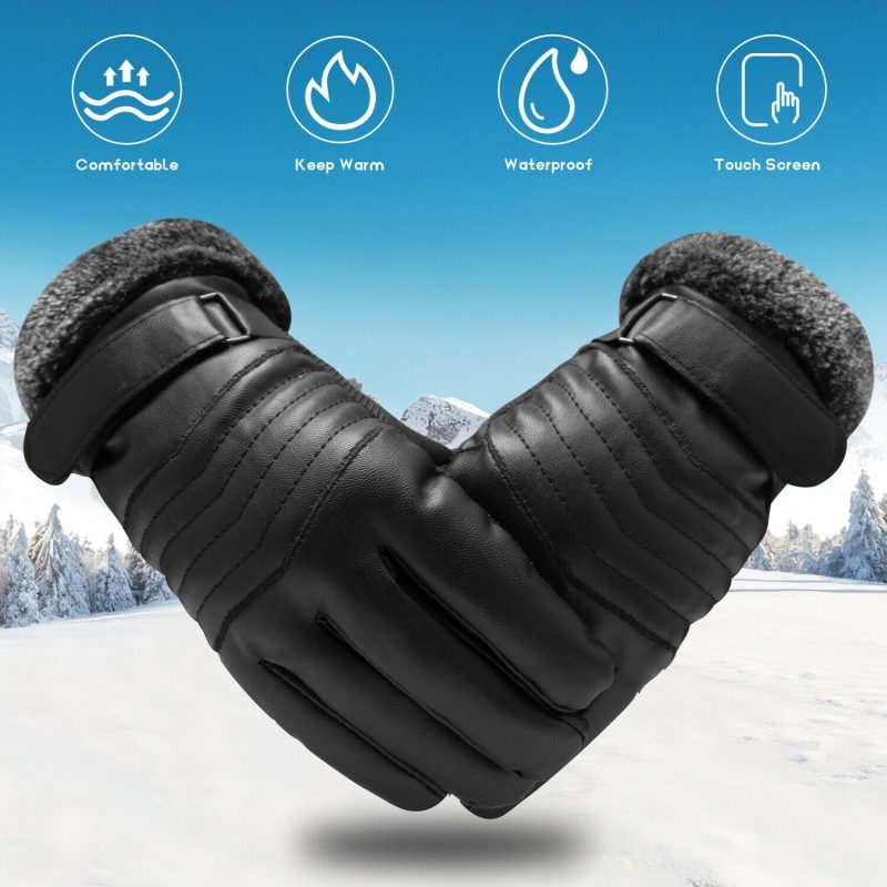 -30°C Leather Waterproof Winter Warm Ski Gloves | Touch Screen Compatible