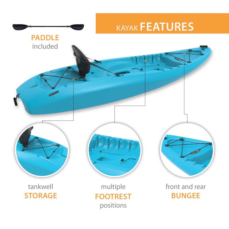 Lifetime Hydros 85 Sit-On-Top Kayak Paddle Included Glacier Blue - MadeInUSA - Image 7