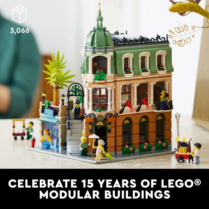 LEGO Icons Boutique Hotel 10297 Modular Building Display Model Kit for Adults to Build, Set with 5 Detailed Rooms Including Guest Rooms and Gallery - Image 3