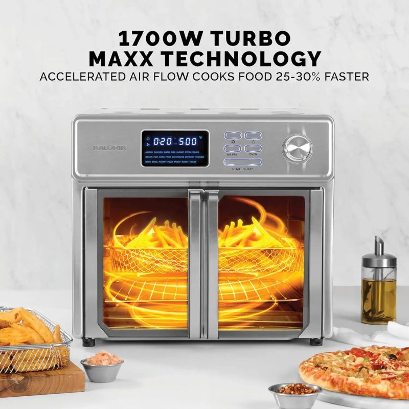 Kalorik MAXX庐 Digital Air Fryer Oven, 26 Quart, 10-in-1 Countertop Toaster Oven & Air Fryer Combo-21 Presets up to 500 degrees, Includes 9 Accessories & Cookbook - 图片 2