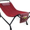 Best Choice Products Outdoor Hammock Bed with Stand for Patio, Backyard, Garden, Poolside w/Weather-Resistant Polyester, 500LB Weight Capacity, Pillow, Storage Pockets - Red