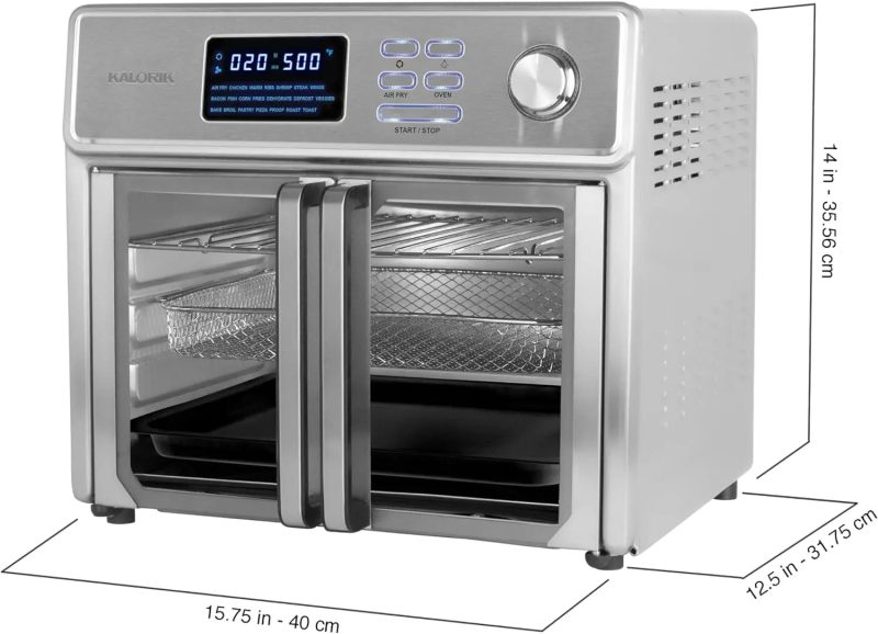 Kalorik MAXX庐 Digital Air Fryer Oven, 26 Quart, 10-in-1 Countertop Toaster Oven & Air Fryer Combo-21 Presets up to 500 degrees, Includes 9 Accessories & Cookbook - 图片 6