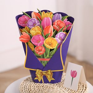 3D Large Paper Pop-Up Music Light Flower Rose Sunflower Tulip Bouquet Greeting Valentine Heart Card with Envelope