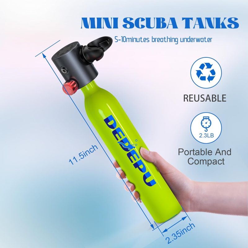 Scuba Diving Tank,0.5L Constant Pressure Mini Scuba Tank, Dive Tanks with On-Off Valve, 5-10 Minutes Underwater Capability, Portable Mini Scuba Tanks, Scuba Diving Tanks with Pump - Image 6