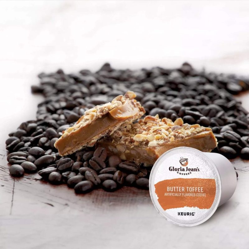 Gloria Jean’s Butter Toffee Medium Roast Coffee K-Cup Pods, 96 Count, Arabica, Recyclable - Image 8
