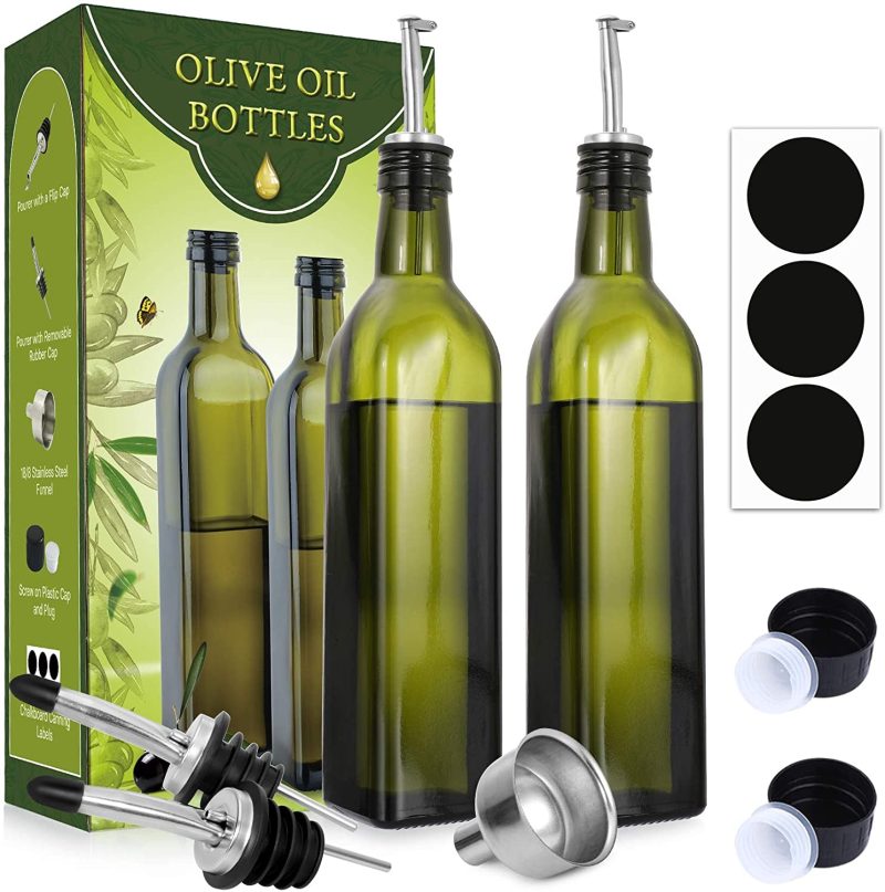 2 PACK, 17 Oz Glass Olive Oil Dispenser Bottle Set – 500ML - Image 7