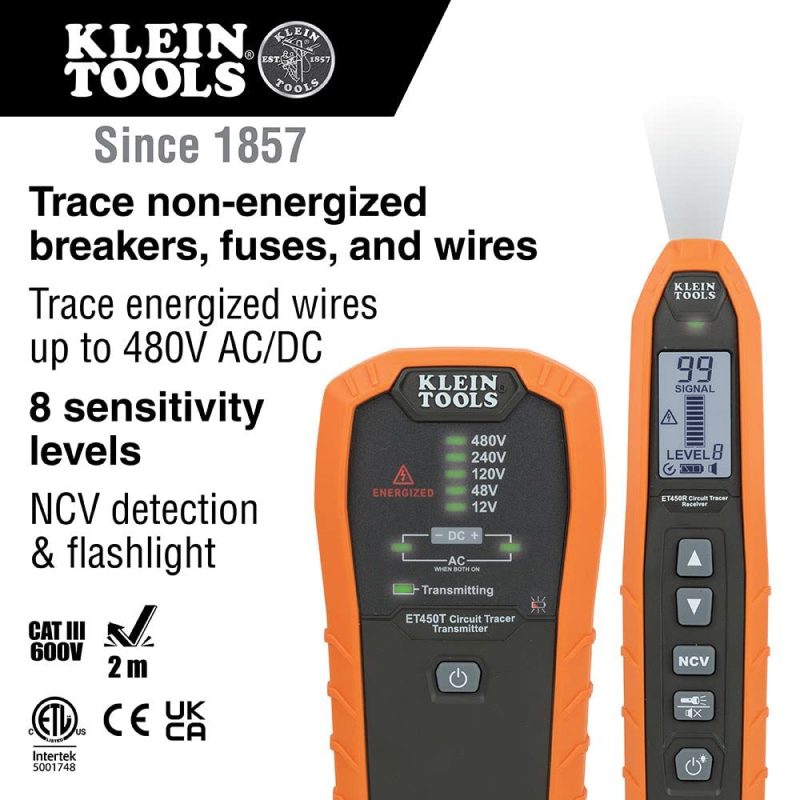 Klein Tools ET450 Circuit Breaker Finder & Wire Tracer Kit, Battery Powered, Multi-Color, Circuit Testers - Image 2