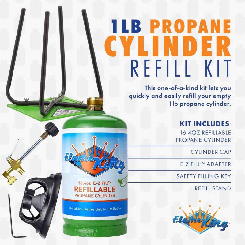Flame King Eco Friendly 1lb Refillable Reusable Propane Cylinder + Refill Kit - Image 3