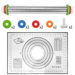 Adjustable Stainless Rolling Pin+ Rings And Pastry Mat