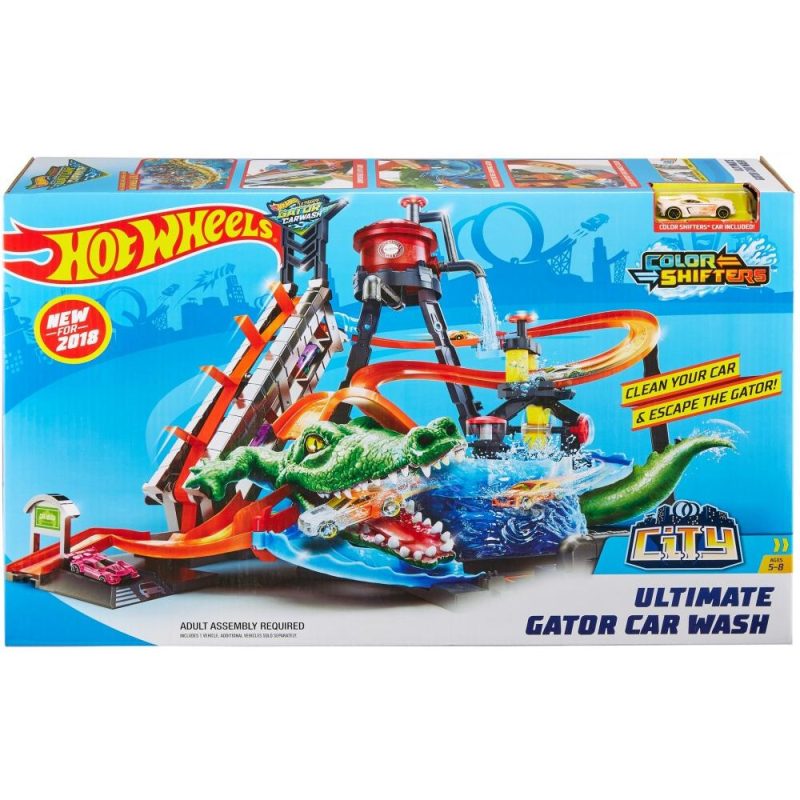 Hot Wheels Ultimate Gator Car Wash Play Set with Color Shifters Car - 图片 3