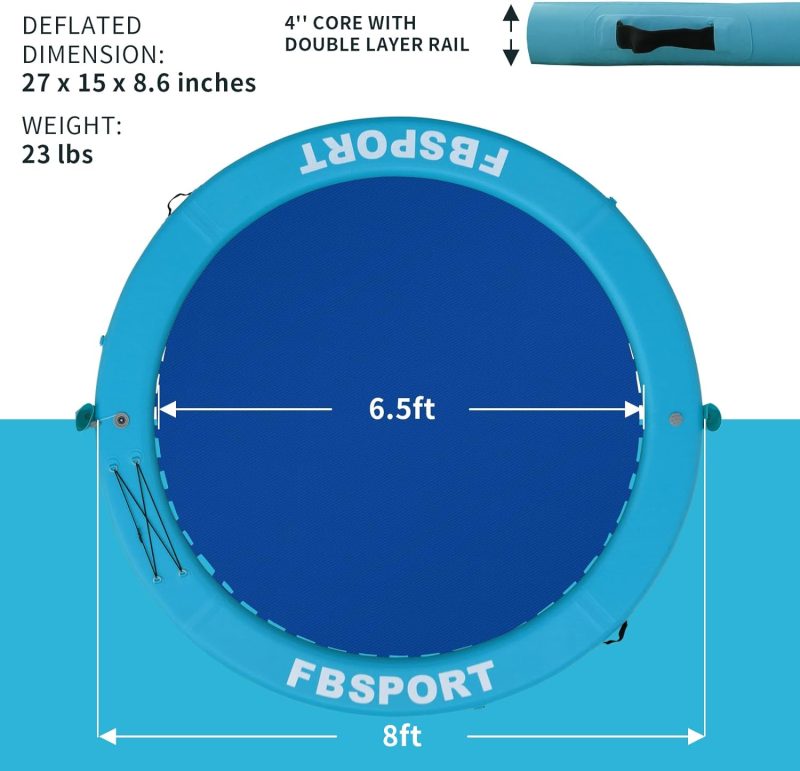 Inflatable Dock Floating Platform, 8ft Inflatable Water Hammock Floating Deck for Lake W/Cupholder, Round Floating Ring Float Ring, Pool Float Raft Lounger Island Platform Pad - 图片 14