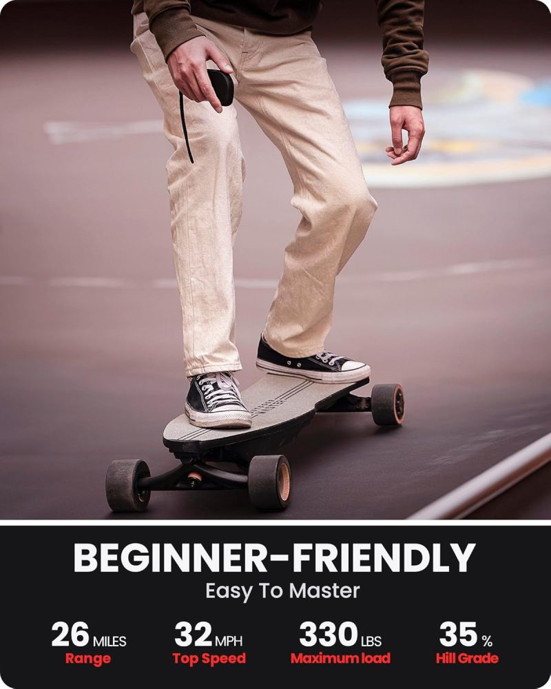 Caribou Electric Skateboard with Remote, 26 Miles Range, 32 Mph Top Speed, 2 x 1000W Hub-Motor, Electric Longboard for Adults & Teens Beginners, 6 Months Warranty - Image 2