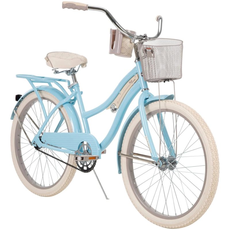 Huffy 24 in. Girls nel Lusso Women's Classic Beach Cruiser Bike, Light Blue - MadeInUSA