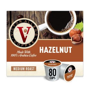 Victor Allen’s Coffee Hazelnut Blend Medium Roast, 80 K-Cup Pods, Flavored Arabica for Keurig Brewers