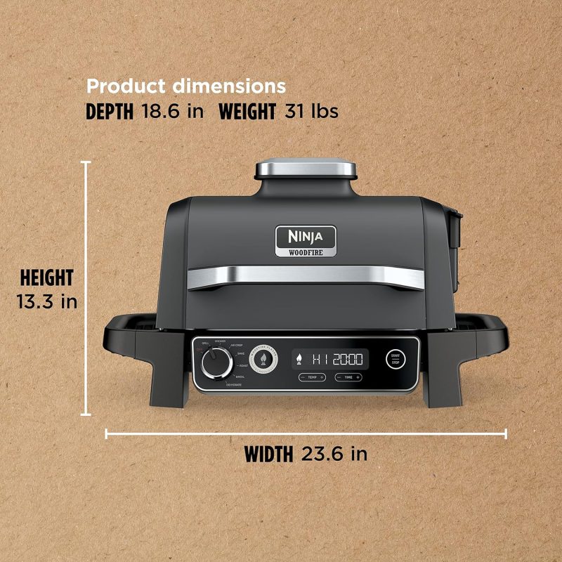 7-in-1 Grill & Smoker with Thermometer, Air Fryer, BBQ, Bake, Roast, Broil – Portable Electric Outdoor Grill, Grey - Image 25