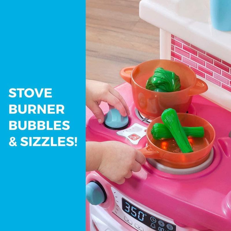 Step2 Fun with Friends Kitchen Playset for Kids with Lights, Sounds, and Pretend Appliances – Pink - Image 3