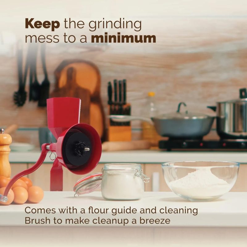 Manual Manual Grain Mill Red Miracle Primary Deluxe Dry and Oily grain - Kitchen flour mill, wheat stone mill - Image 3