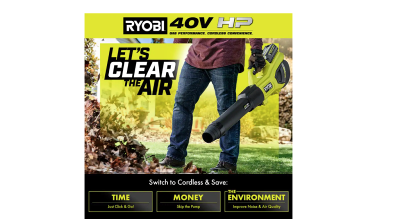 RYOBI 40V HP Brushless Whisper Series Leaf Blower, 730 CFM, 190 MPH, Cordless, Includes 2x 4.0 Ah Batteries & Charger, Quiet 57 dB - Image 14