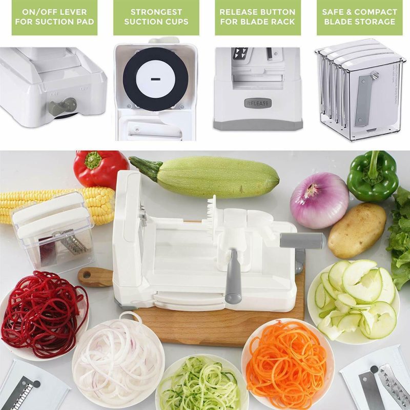 7 Blade Ultimate Spiral Slicer Kit With Container, Lid & Blade Caddy - Image 5