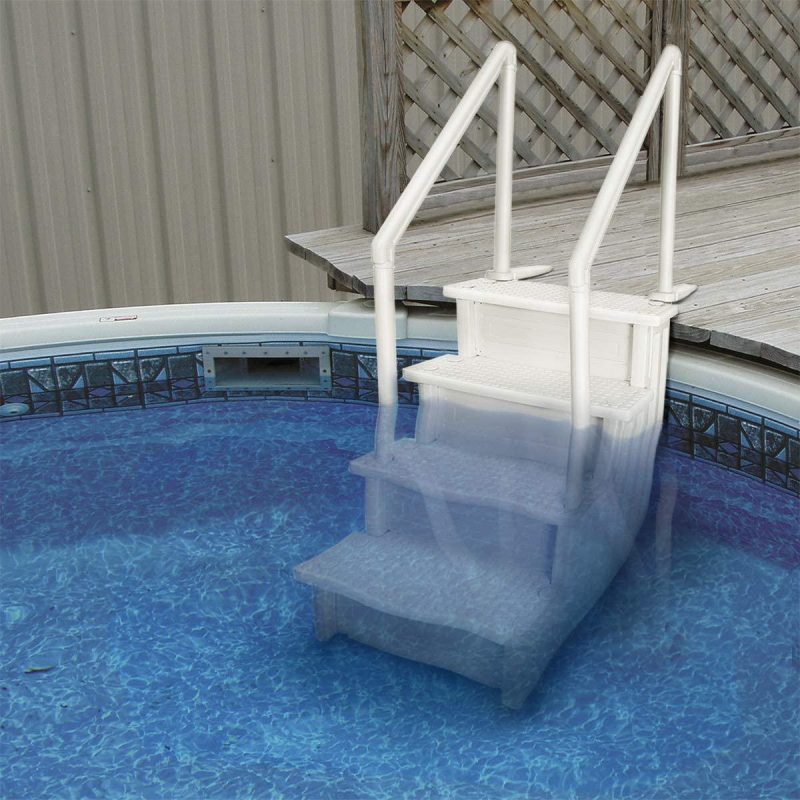 Aqua Select Above Ground Anti-Slip Pool Steps to Deck | Safety Swimming Pool Ladder | Designed for Above Ground Swimming Pools | Holds Up to 400 Pounds | White - Image 2