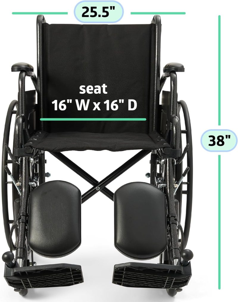 Lightweight Wheelchair for Adults With Swing-Back, Desk-Length Arms, Elevating Leg Rests; 18W" x 16"D Seat - Image 8