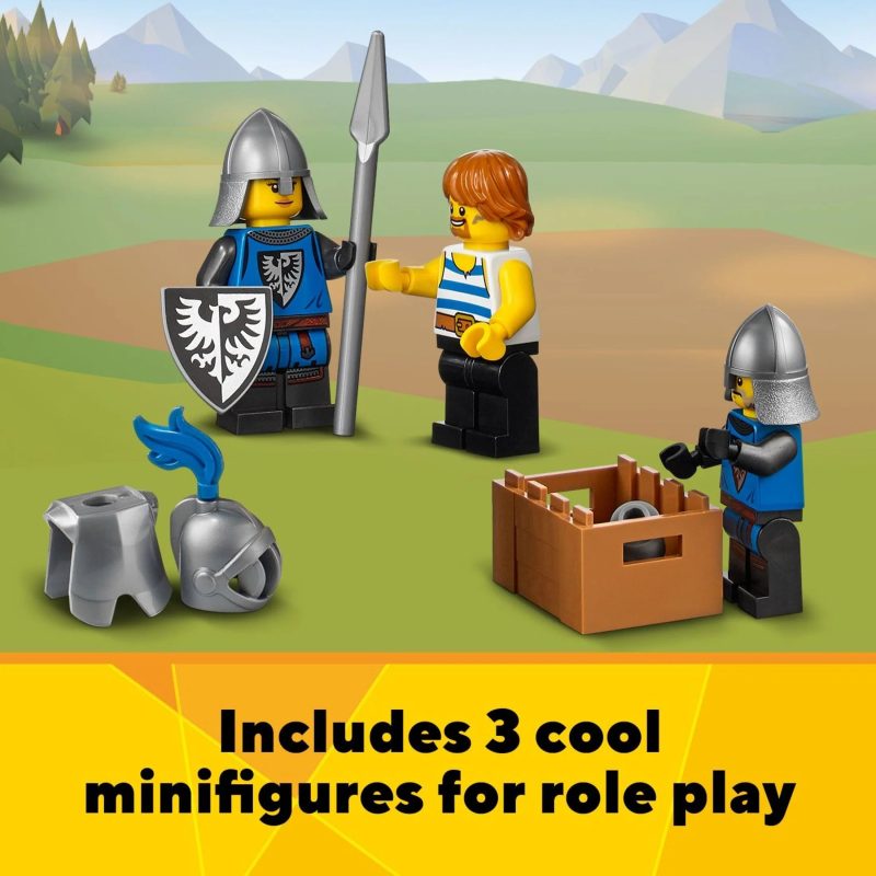 LEGO Creator 3 in 1 Medieval Castle Toy, Transforms from Castle to Tower to Marketplace, Includes Skeleton and Dragon Figure, with 3 Minifigures and Catapult, 31120 - Image 7