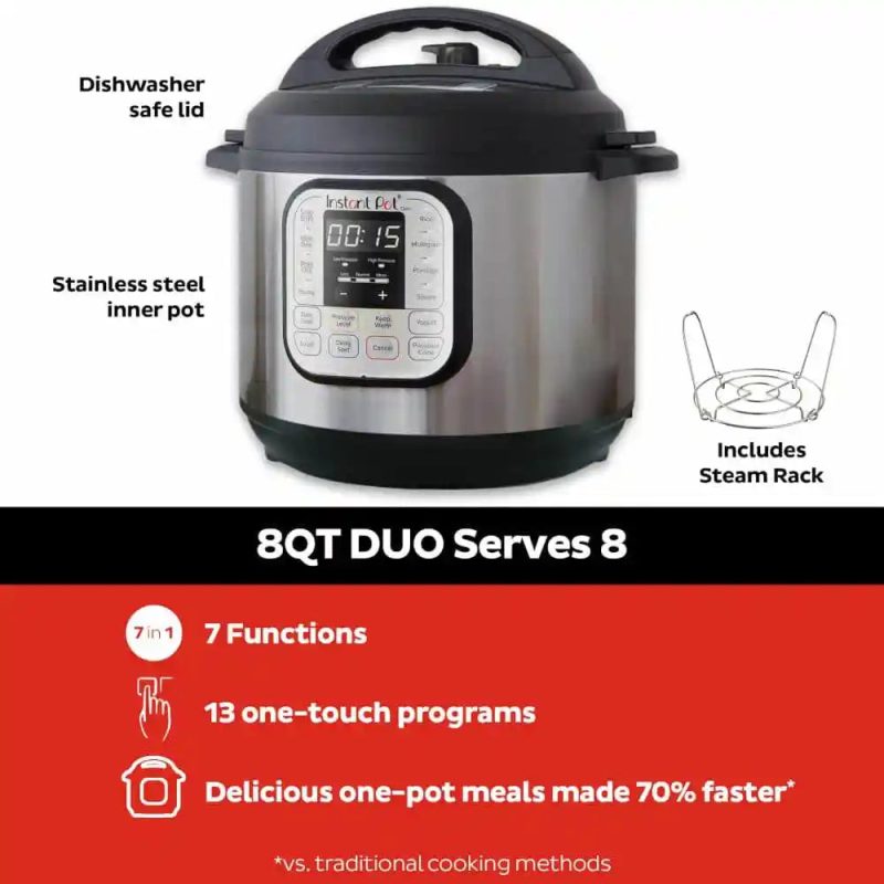 Instant Pot 8 qt. Stainless Steel Duo Electric Pressure Cooker - 图片 6