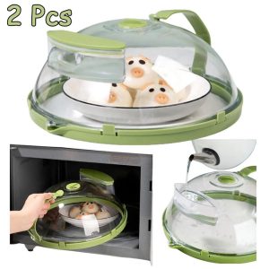 2Pcs Microwave Food Cover Splatter Proof Vented With Easy Grip Hand Protector- Heavy Duty