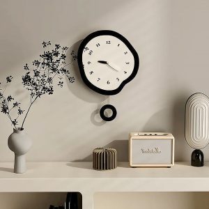 Abstract Distorted Silent Wall Clock – Modern Minimalist Pendulum Design