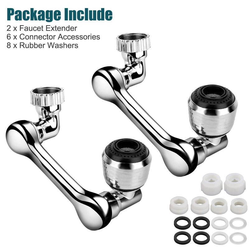 2 Pack Universal 1080° Swivel Extension, Faucet Aerator & Rotater- Robotic Arm Design - Image 9