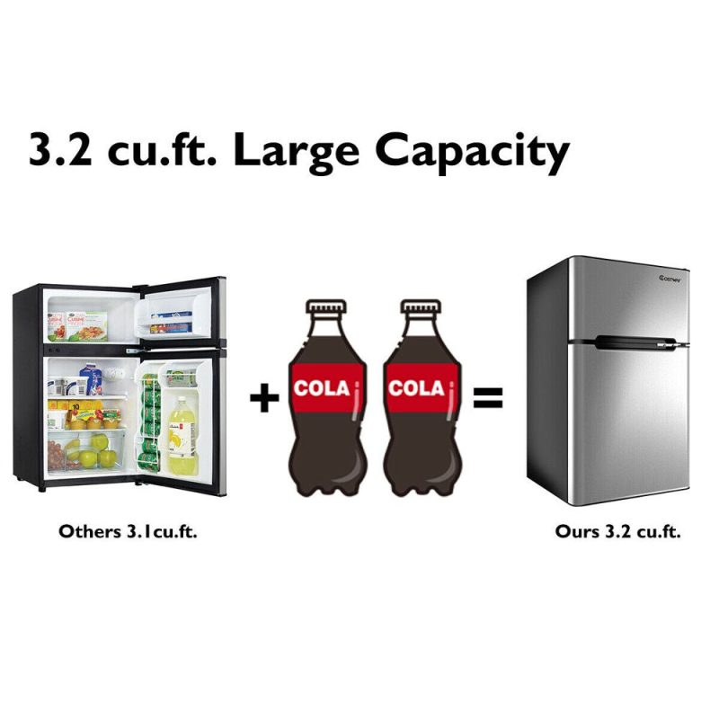 Costway Refrigerator Small Freezer Cooler Fridge Compact 3.2 Cu Ft. Unit - Image 10