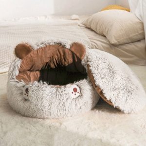 Adorable Creature Round Plush Calming Cat Nest