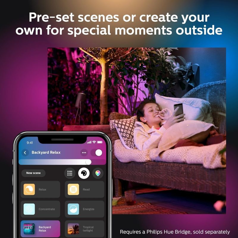 Philips Hue Lily Outdoor Smart LED Spot Light Kit, Color Changing, Weatherproof, Voice Control, 3-Pack - Image 17